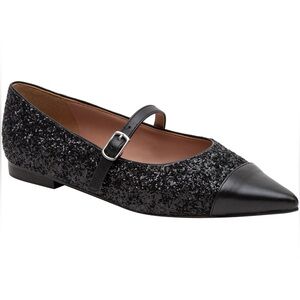 Linea Paolo Niara Black Glitter Flat Mary Jane excellent condition